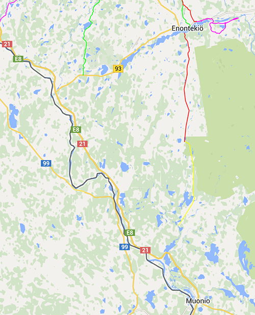 A forestry gravel road used as a biking route south of Hetta