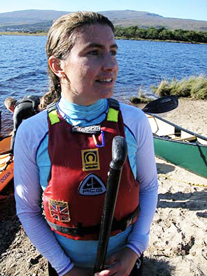 Paddling technique instruction on the water