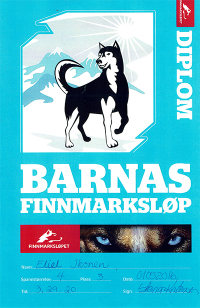 Eliel racing in the children's Finnmarksloppet