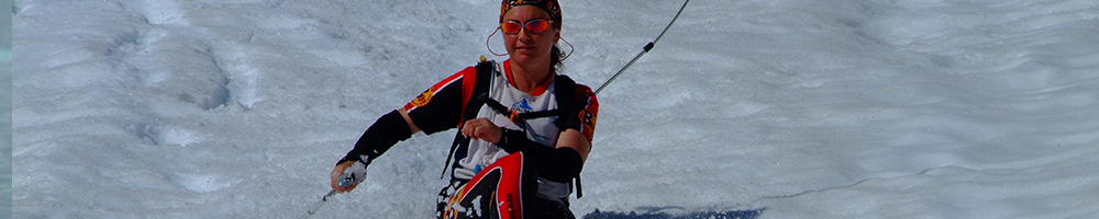 Glissading on a glacier during a mountain training course