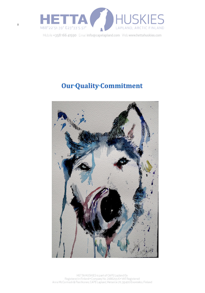 Front page of the company's quality and communications document