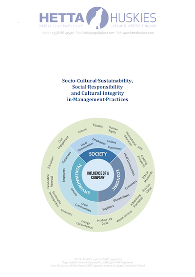 Front page of the company's socio-cultural sustainability document