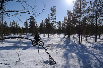 Winter fatbiking on snow near Hetta