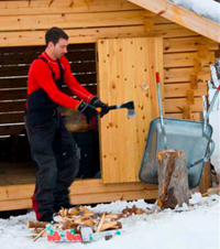 Intern carrying out daily farm tasks