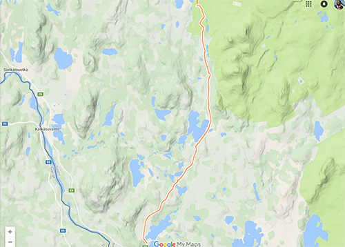 Map of the Ylimuonio biking route south of Hetta
