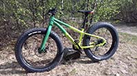 Fat bikes lined up at the Hetta Huskies farm