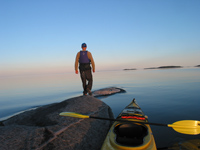 Paddling on a calm Arctic lake
