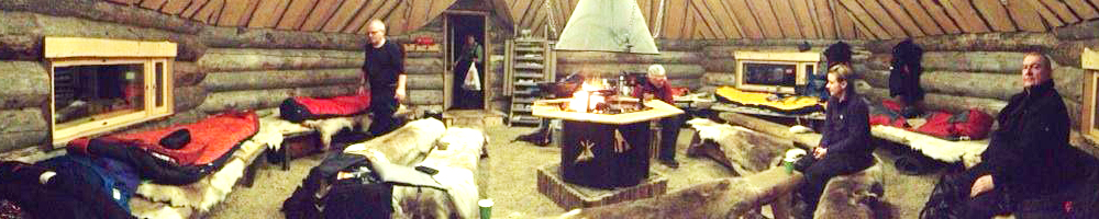 Inside a traditional Lappish kota with central fireplace