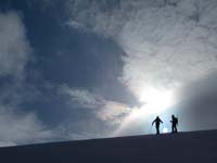 Skiing a ridge during winter survival training