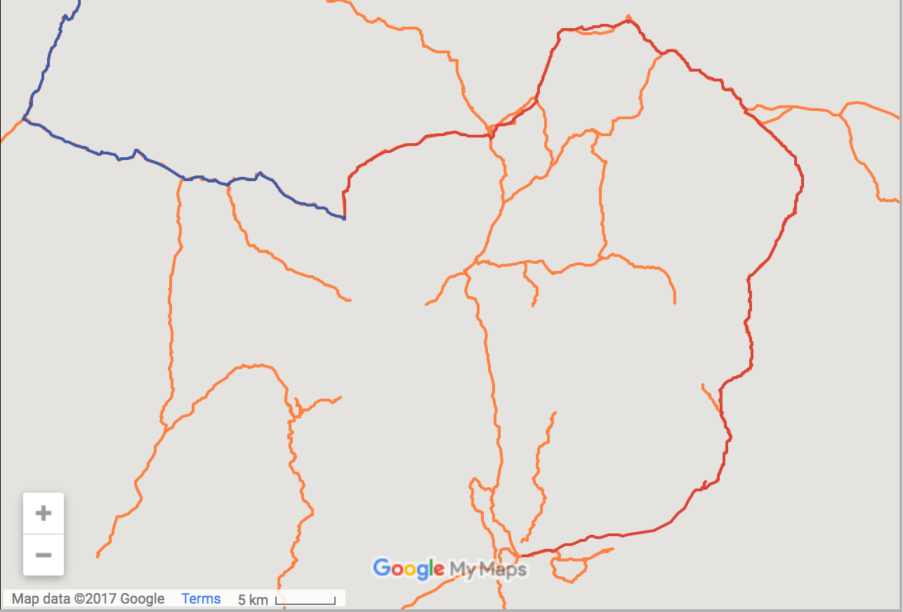 Long-distance wilderness biking route
