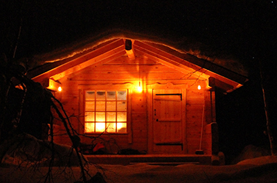 Wilderness cabin on an ox-bow of the Palojoki river
