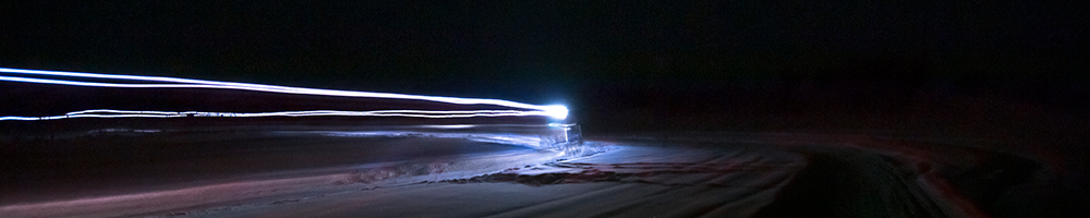 Northern lights over the snowmobile trails