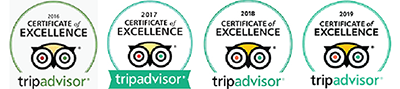 TripAdvisor Certificate of Excellence - 2016, 2017, 2018, 2019